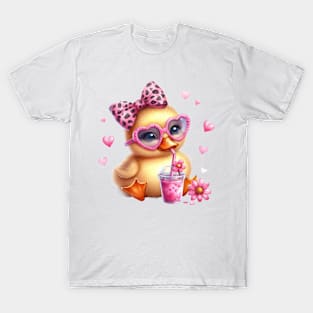 Valentine Duck Drinking Ice Cream T-Shirt